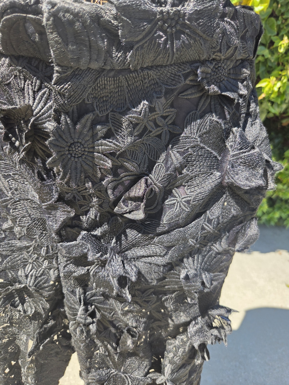 Black Textured Floral Flare Pants - Picture 2 of 6